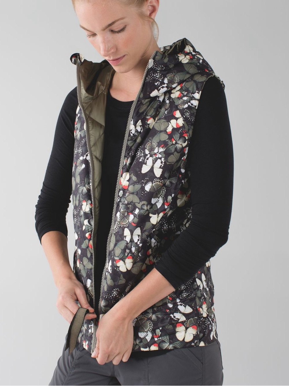 Lululemon The Fluffiest Vest in Soft Earth/So Fly Butterfly Alarming Red Fatigue